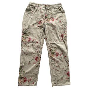 Lauren Ralph Lauren Womens Floral Pants 12P Feminine Multicolor Chic Pockets